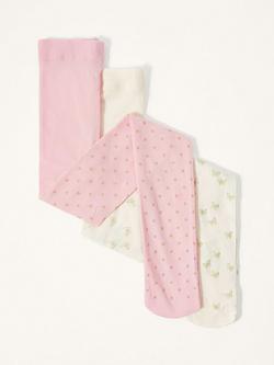 Monsoon Kids' Glitter Tights, Pack of 2, Multi - view 2, Multi