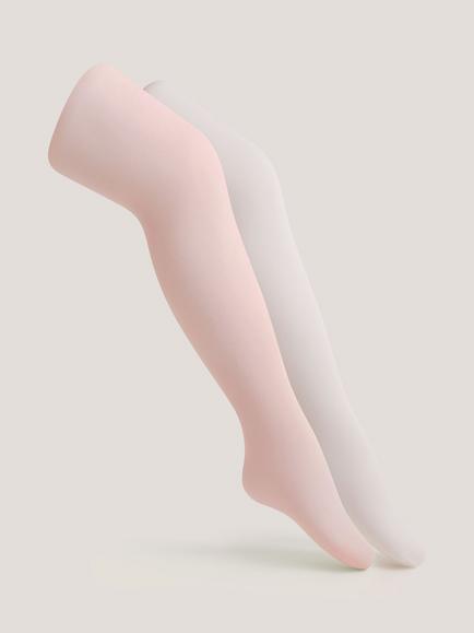 Monsoon Kids' Plain Tights, Pack of 2, Multi - view 2, Multi