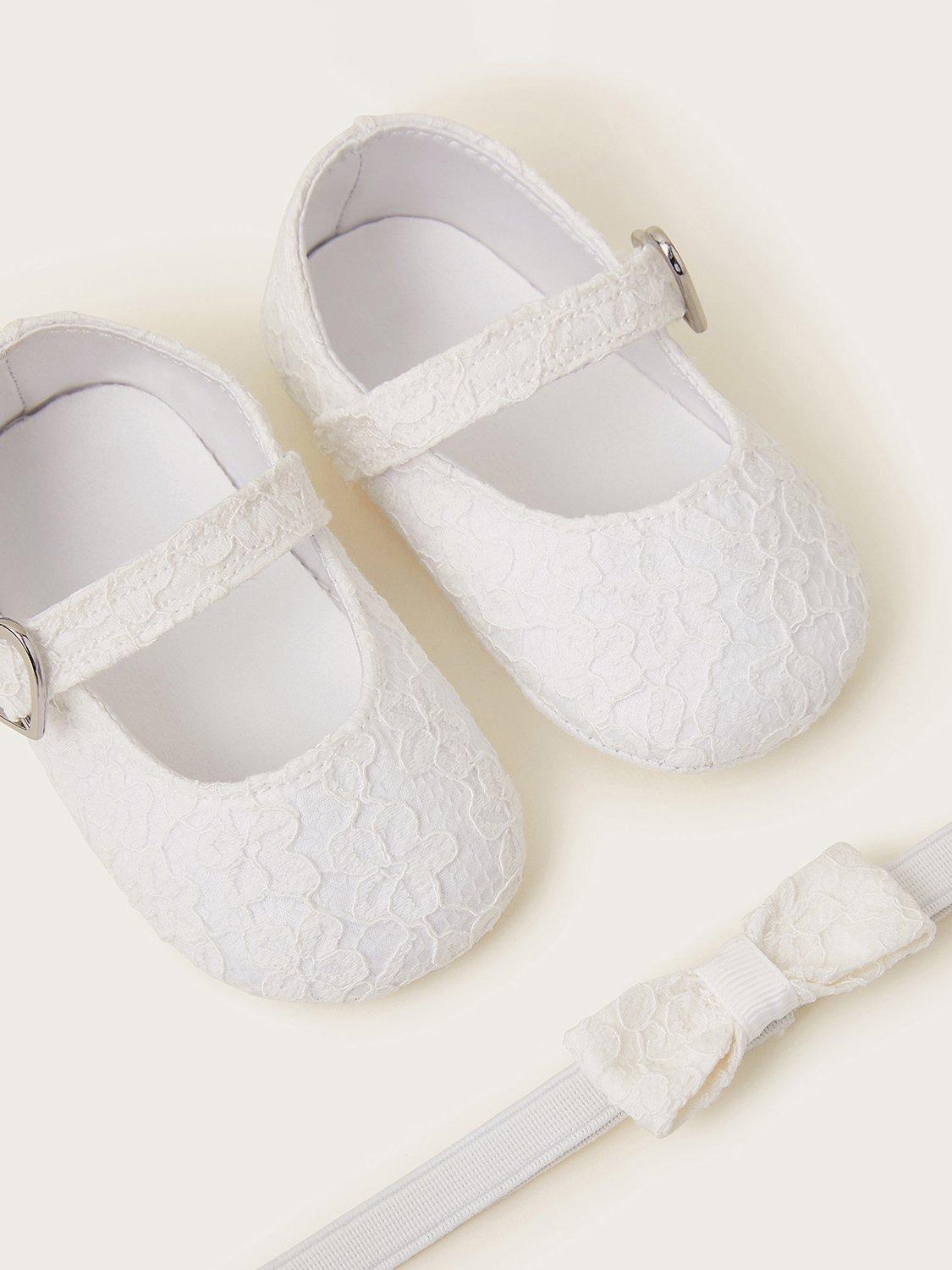 Monsoon Baby Lace Heart Booties & Bando Set, Ivory, 0-3 months