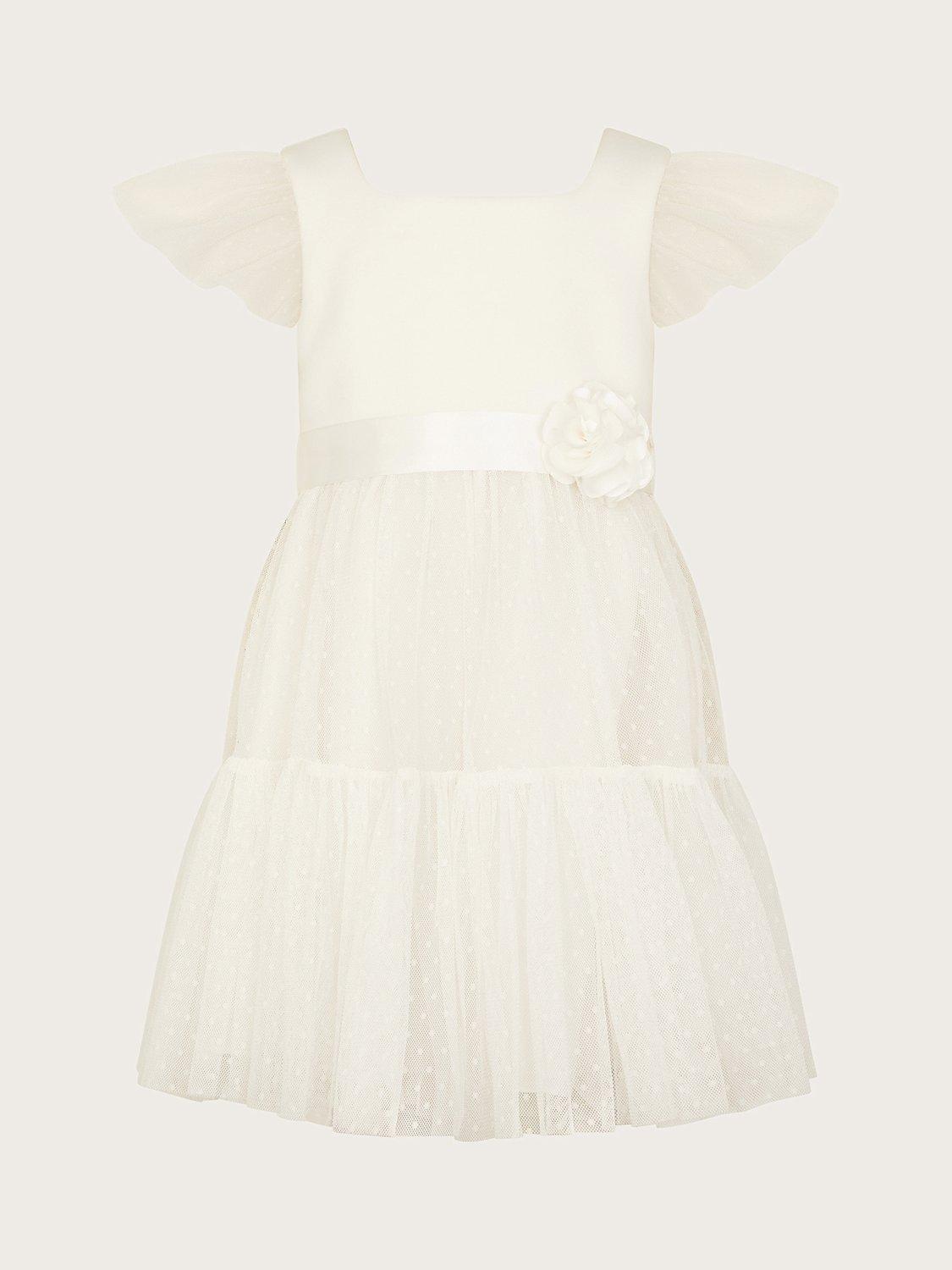 Monsoon Baby Catrina Dobby Scuba Occasion Dress, Ivory, 18-24 months