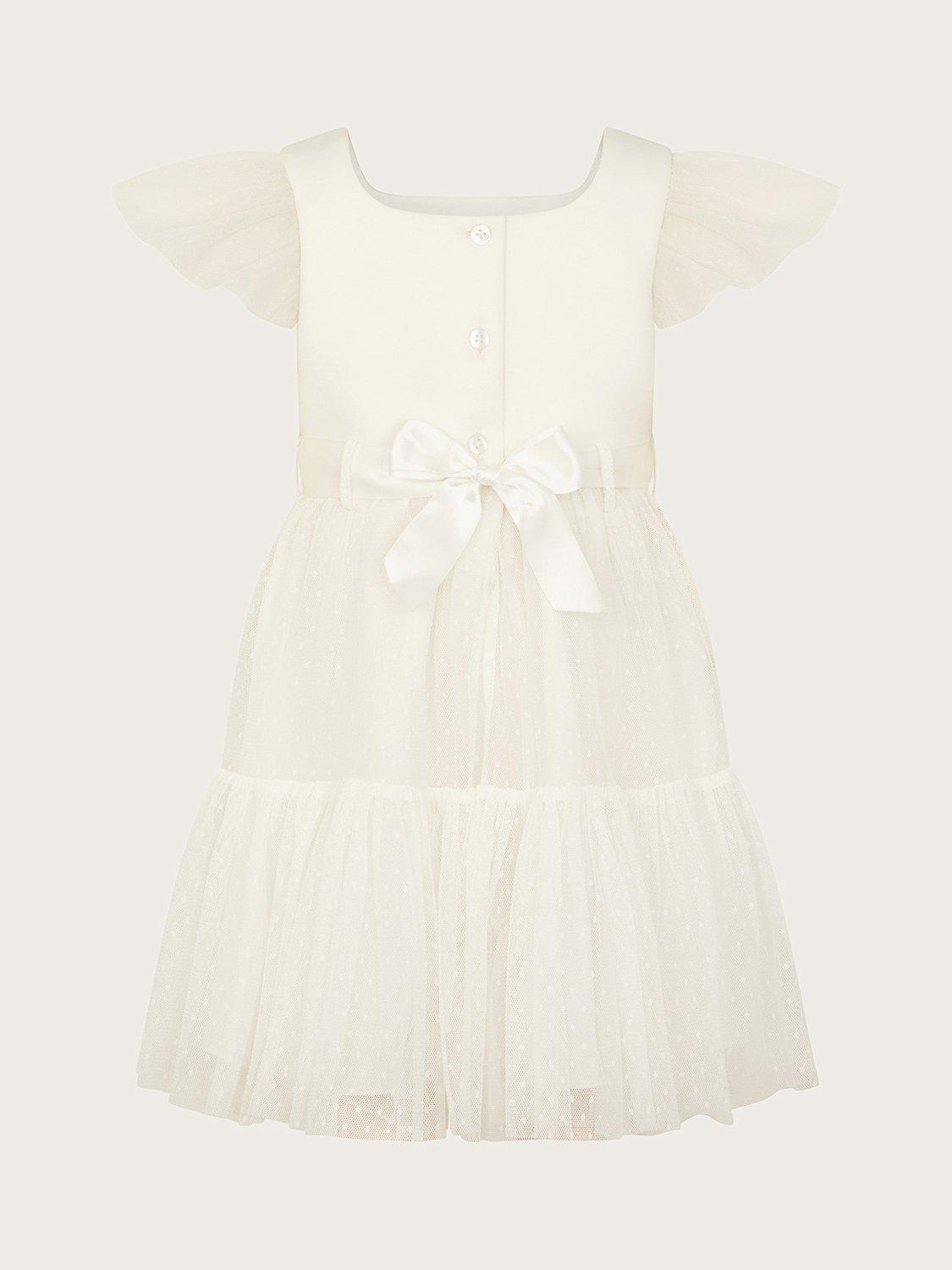 Monsoon Baby Catrina Dobby Scuba Occasion Dress, Ivory, 18-24 months