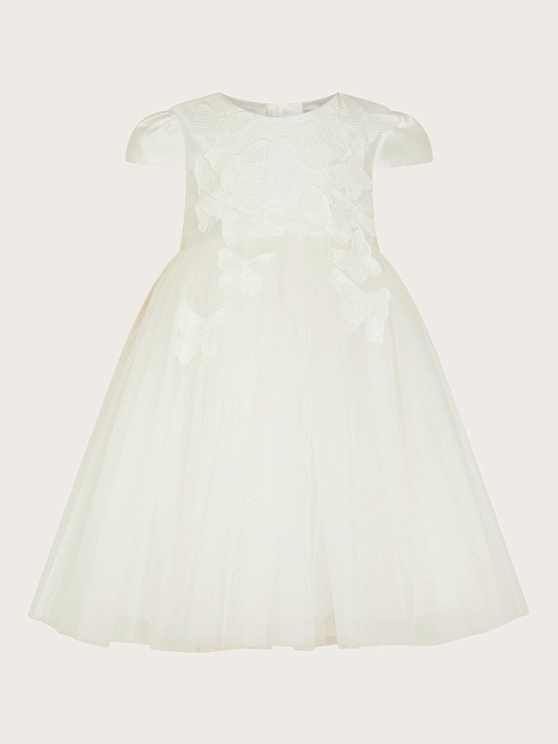 Monsoon Baby Butterfly Florish 3D Occasion Dress, Ivory