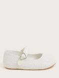 Monsoon Baby Lacey Heart Buckle Walker Shoes, Ivory