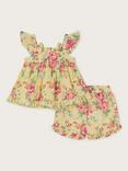 Monsoon Baby Floral Frill Top & Shorts Set, Yellow