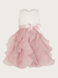 Monsoon Baby Lace Ruffle Cancan Occasion Dress, Pink, Pink