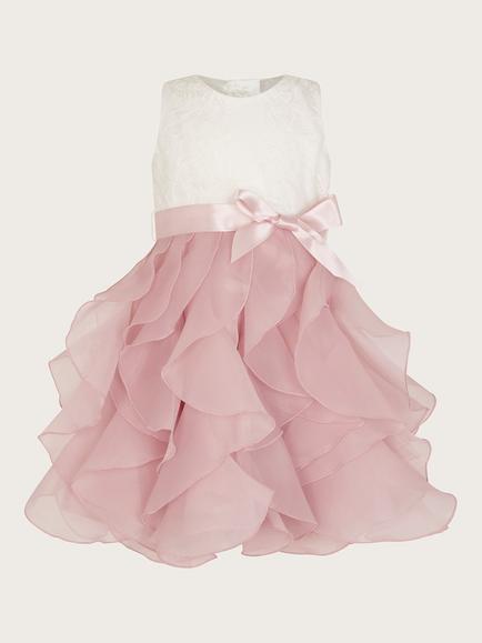 Monsoon Baby Lace Ruffle Cancan Occasion Dress, Pink, Pink