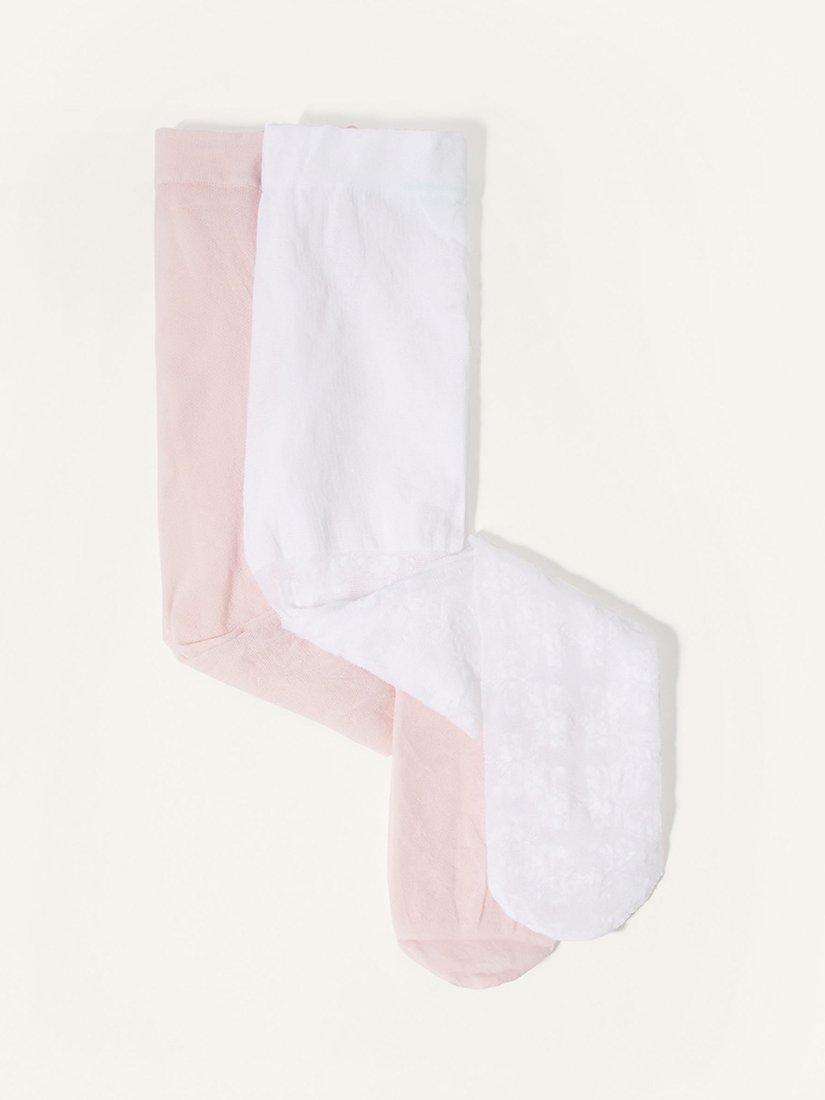 Product image 2 of 3, which shows Monsoon Baby Lacey Tights, Pack of 2, Multi, 0-6 months