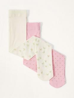 Monsoon Baby Floral Printed Tights, Pack of 2, Multi - view 2, Multi