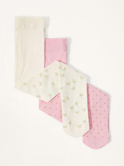 Monsoon Baby Floral Printed Tights, Pack of 2, Multi - view 2, Multi