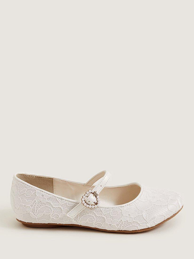 Monsoon Kids' Pretty Lacey Ballerina Shoes, Ivory
