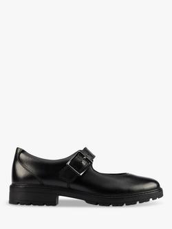 Clarks Kids' Loxham Walk Buckle Leather School Shoes, Black, Black
