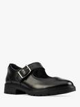 Clarks Kids' Loxham Walk Buckle Leather School Shoes, Black