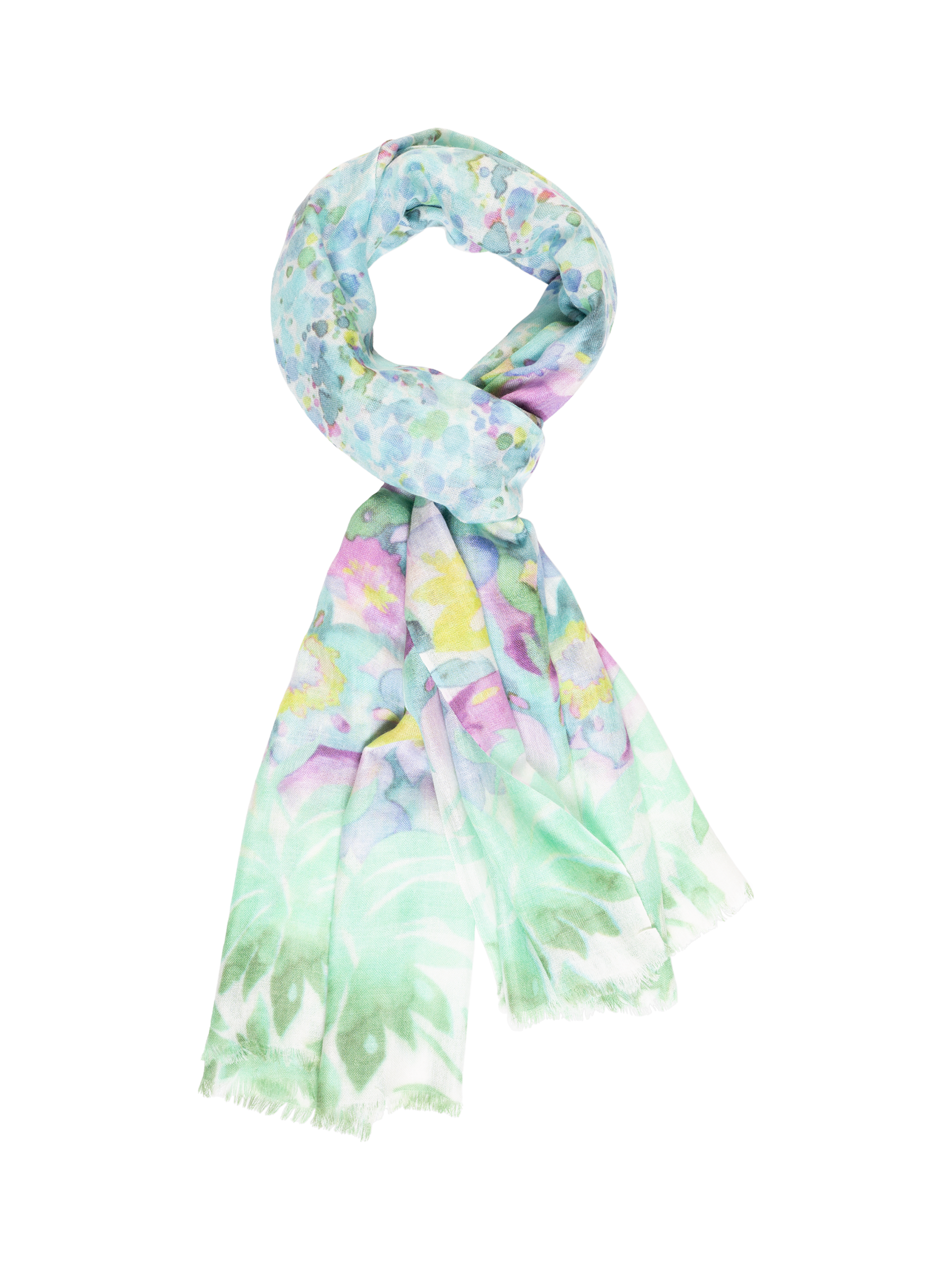 Product image 1 of 5, which shows chesca Bloom Floral Silk Cashmere Scarf, Multi