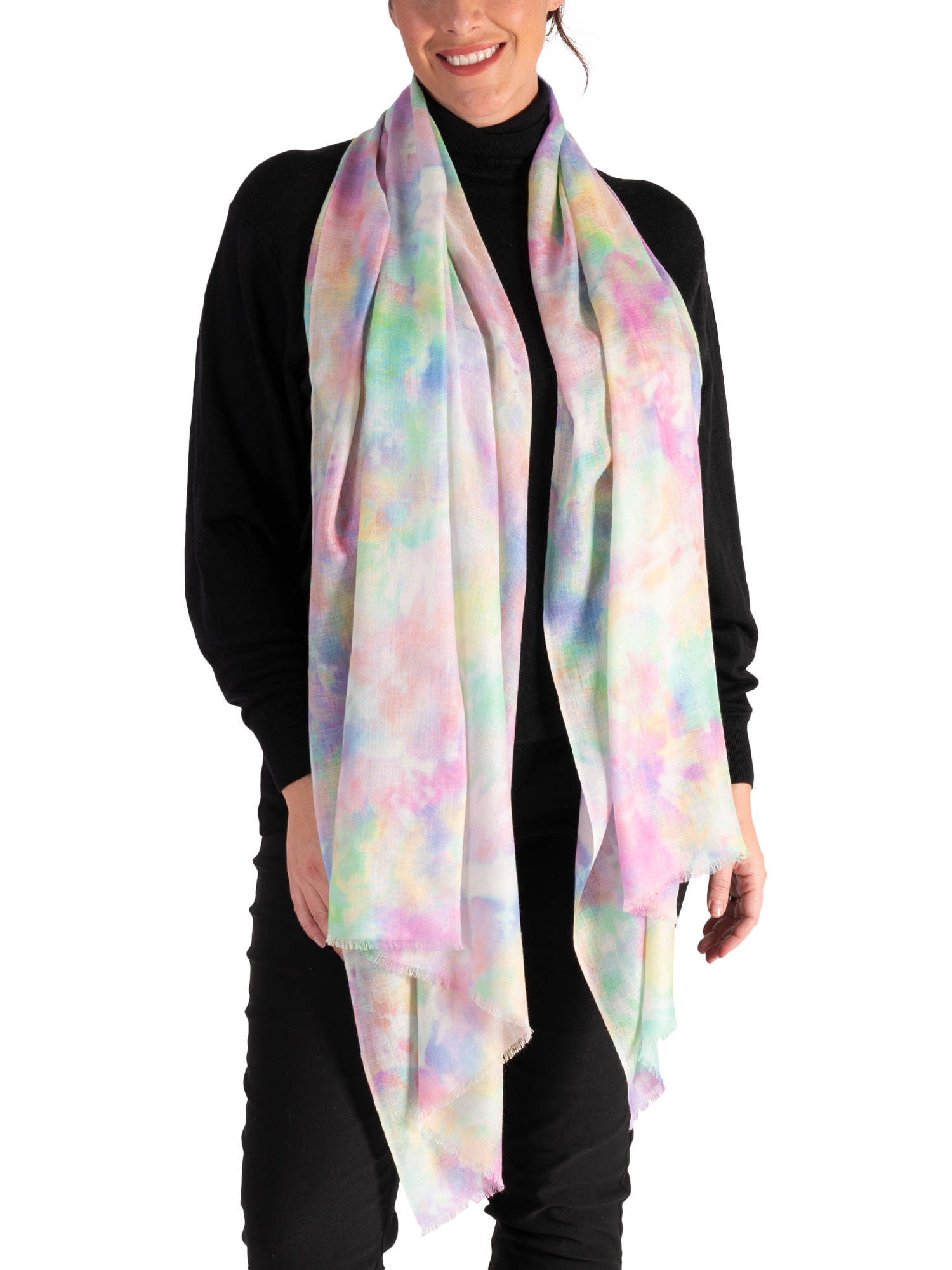 Product image 2 of 5, which shows chesca Dream Silk Cashmere Scarf, Multi