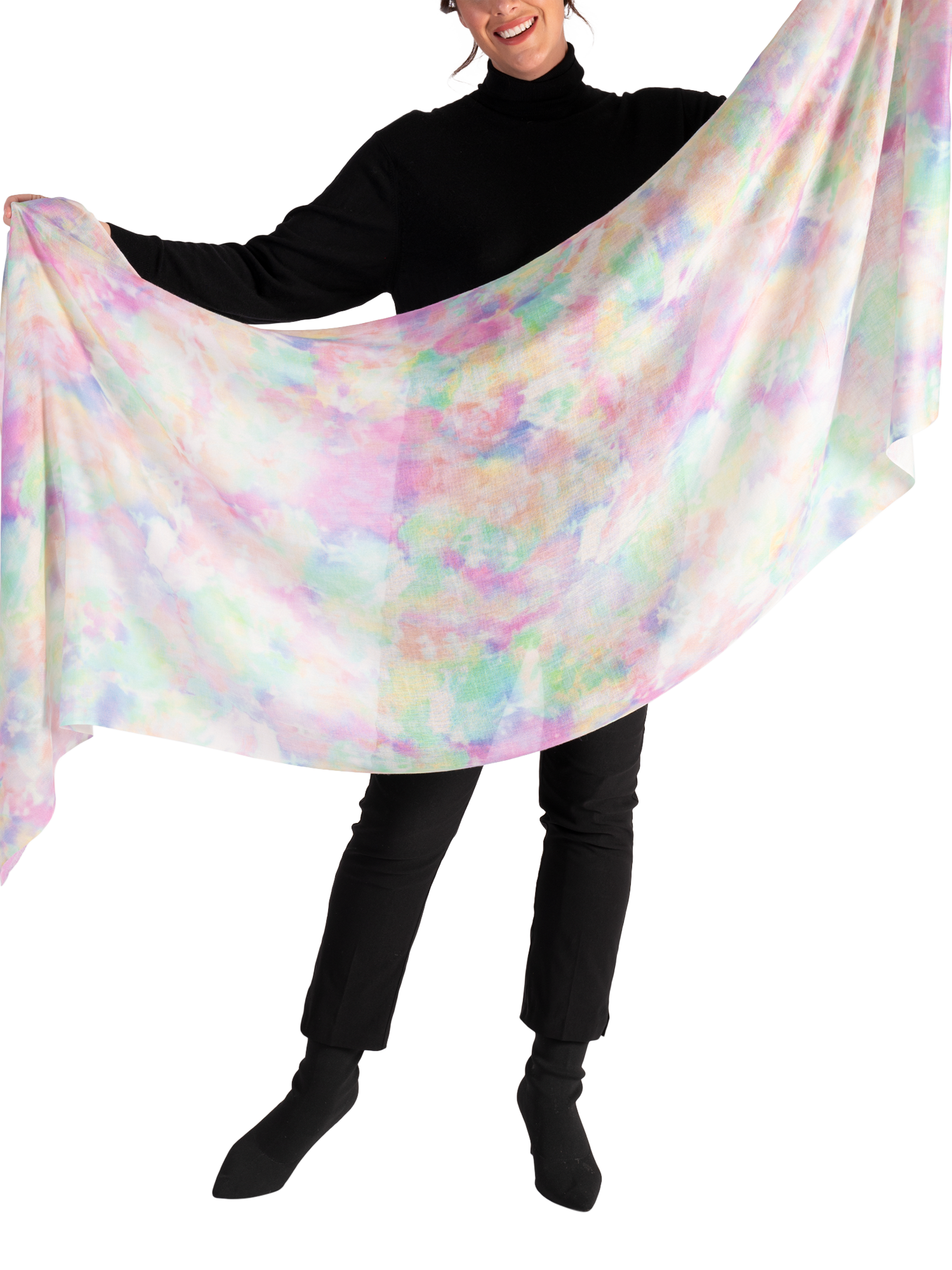 Product image 3 of 5, which shows chesca Dream Silk Cashmere Scarf, Multi