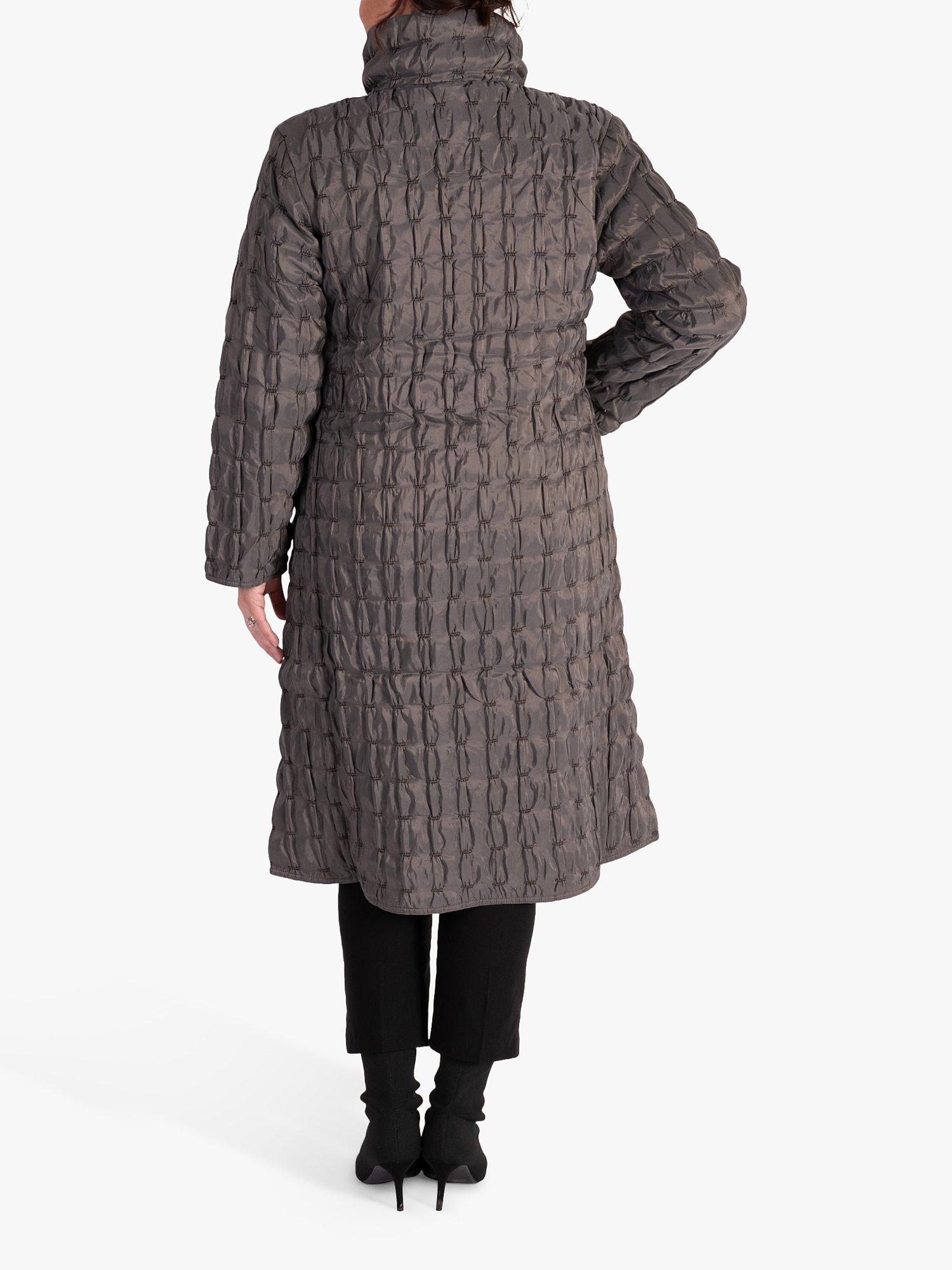 chesca Quilted Japanese Print Reversible Long Coat Dark Grey Multi