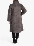 chesca Quilted Japanese Print Reversible Long Coat, Dark Grey/Multi