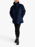 chesca Paisley Flocked Quilted Reversible Coat, Navy/Black