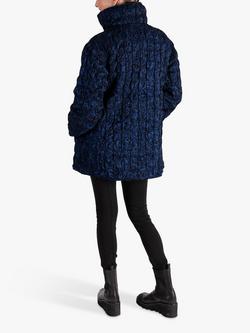 chesca Paisley Flocked Quilted Reversible Coat, Navy/Black - view 2, Navy/Black