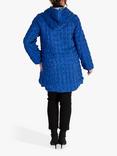 chesca Marbled Print Quilted Reversible Coat, Cobalt/Multi