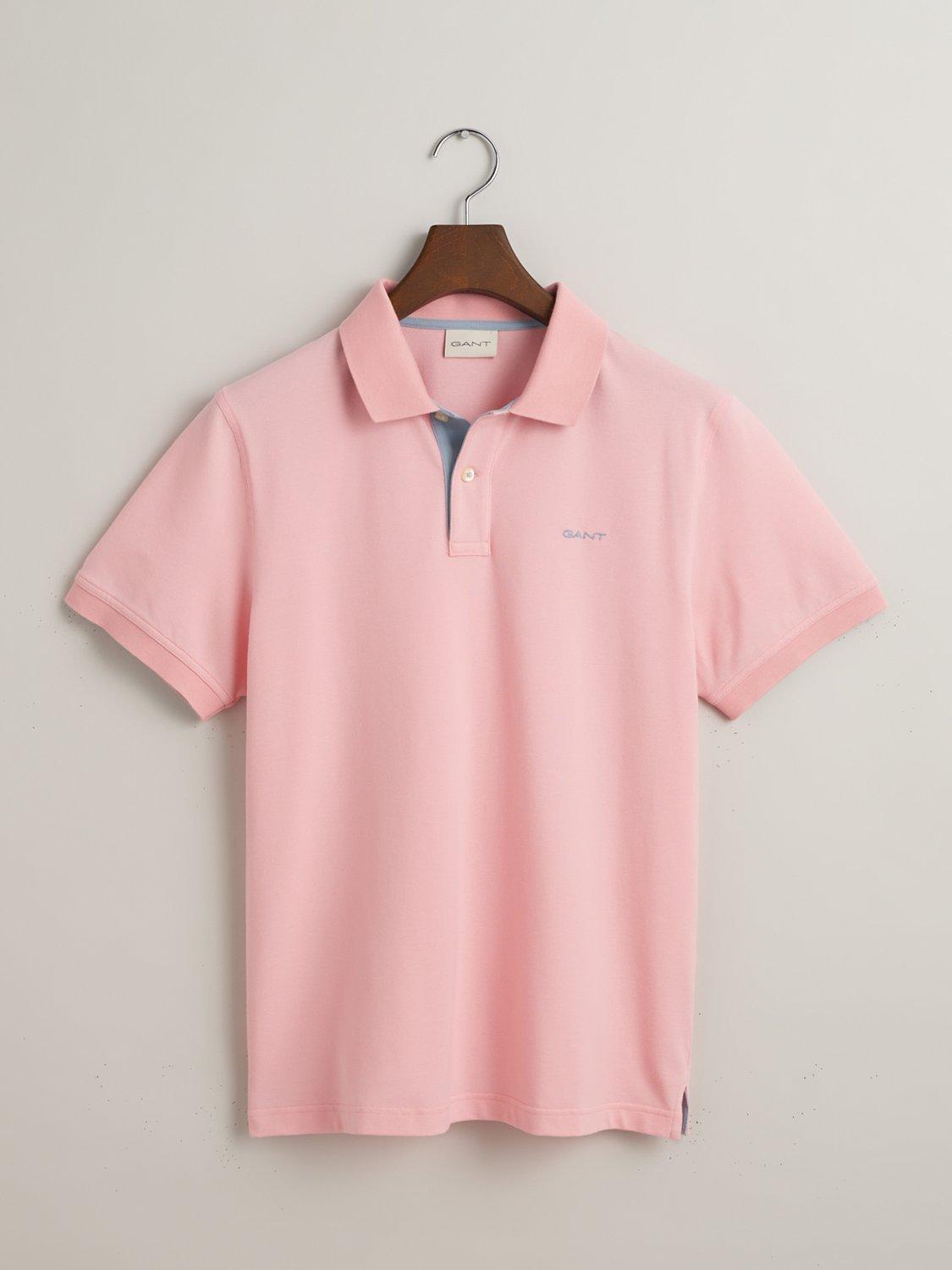 GANT Regular Contrast Short Sleeve Polo Top, Bubbelgum Pink