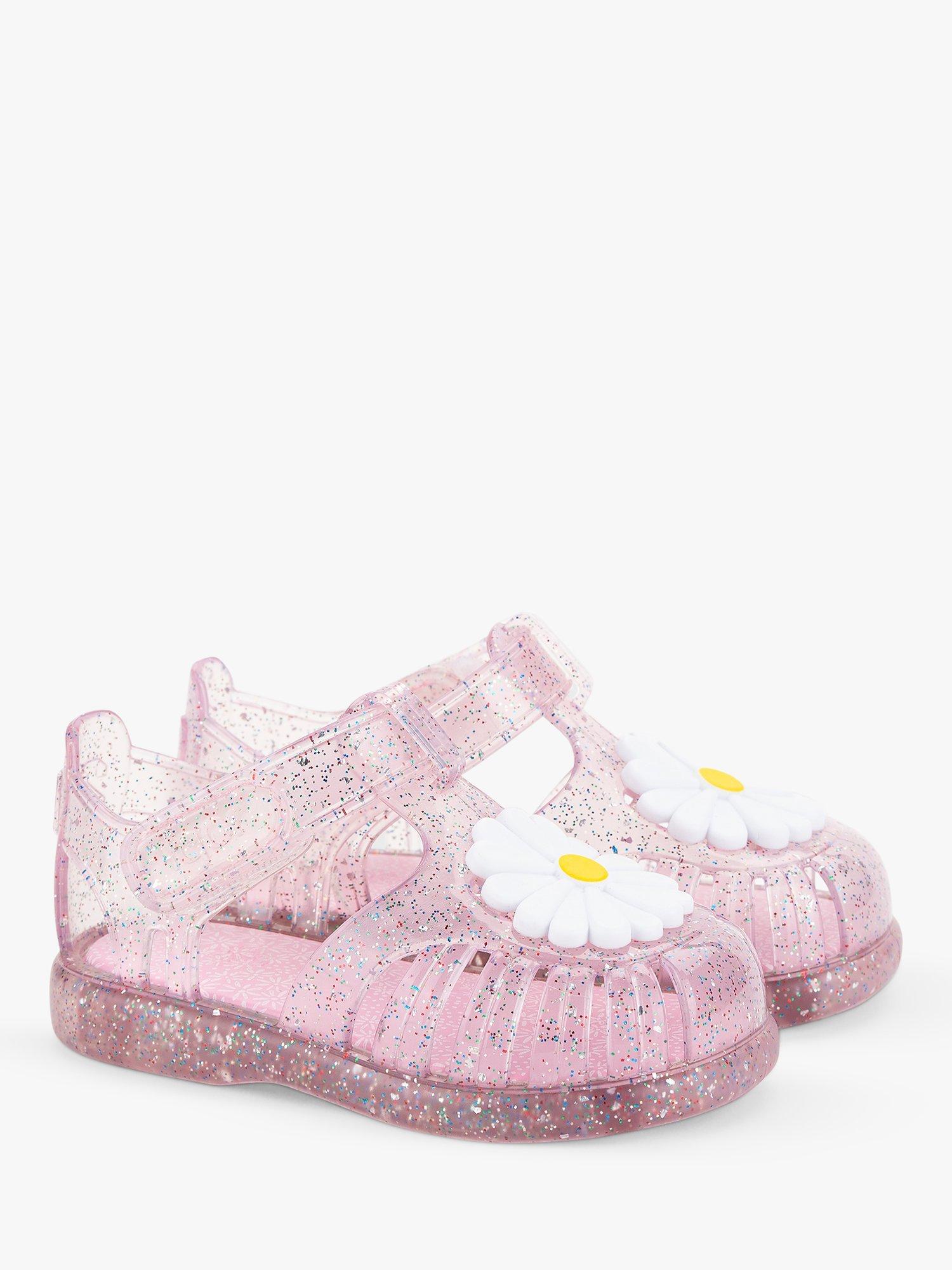 IGOR Kids' Tobby Gloss Glitter Floral Jelly Sandals, Pink, 20