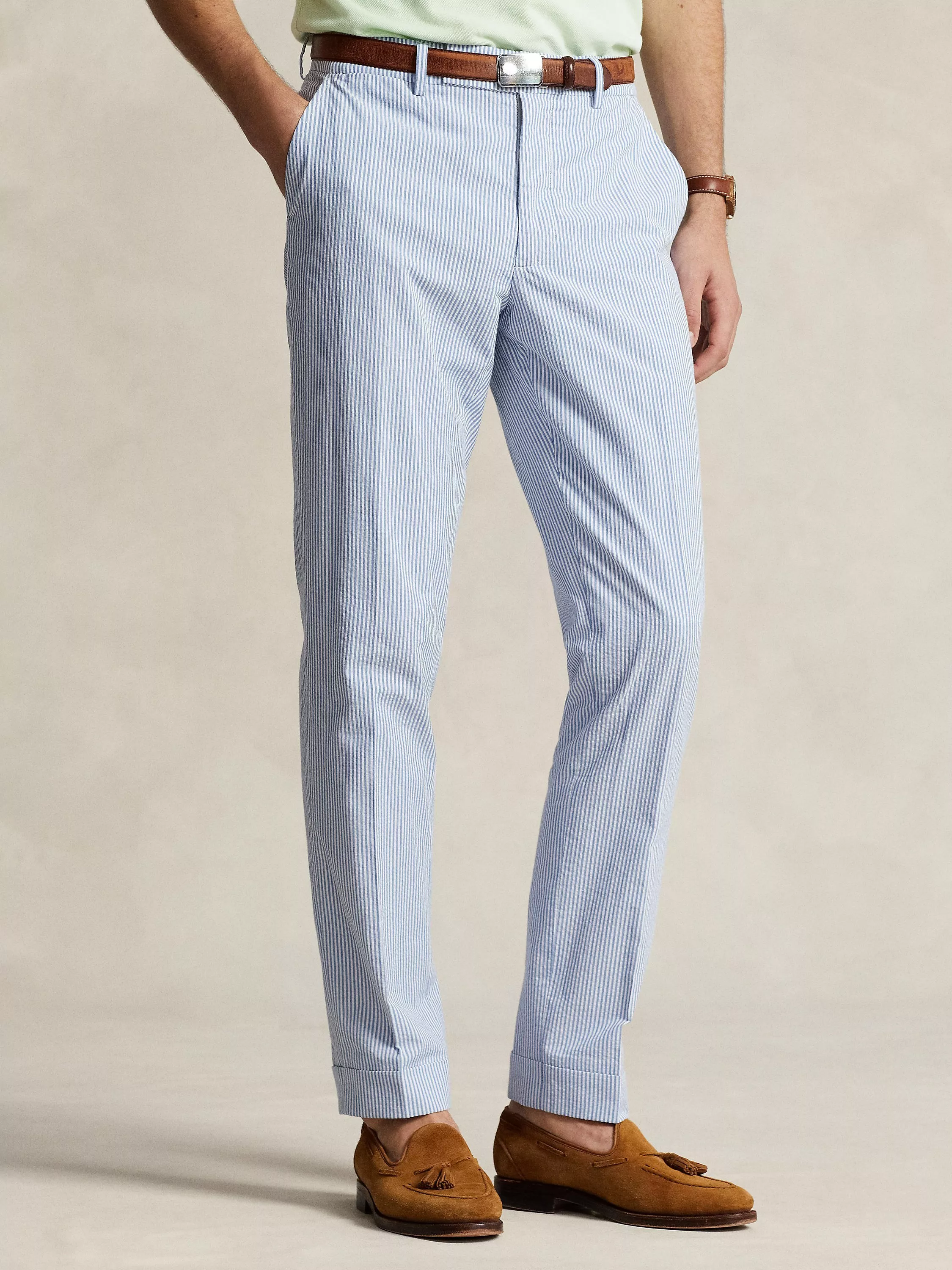 Ralph Lauren Seersucker Suit Trousers Blue White