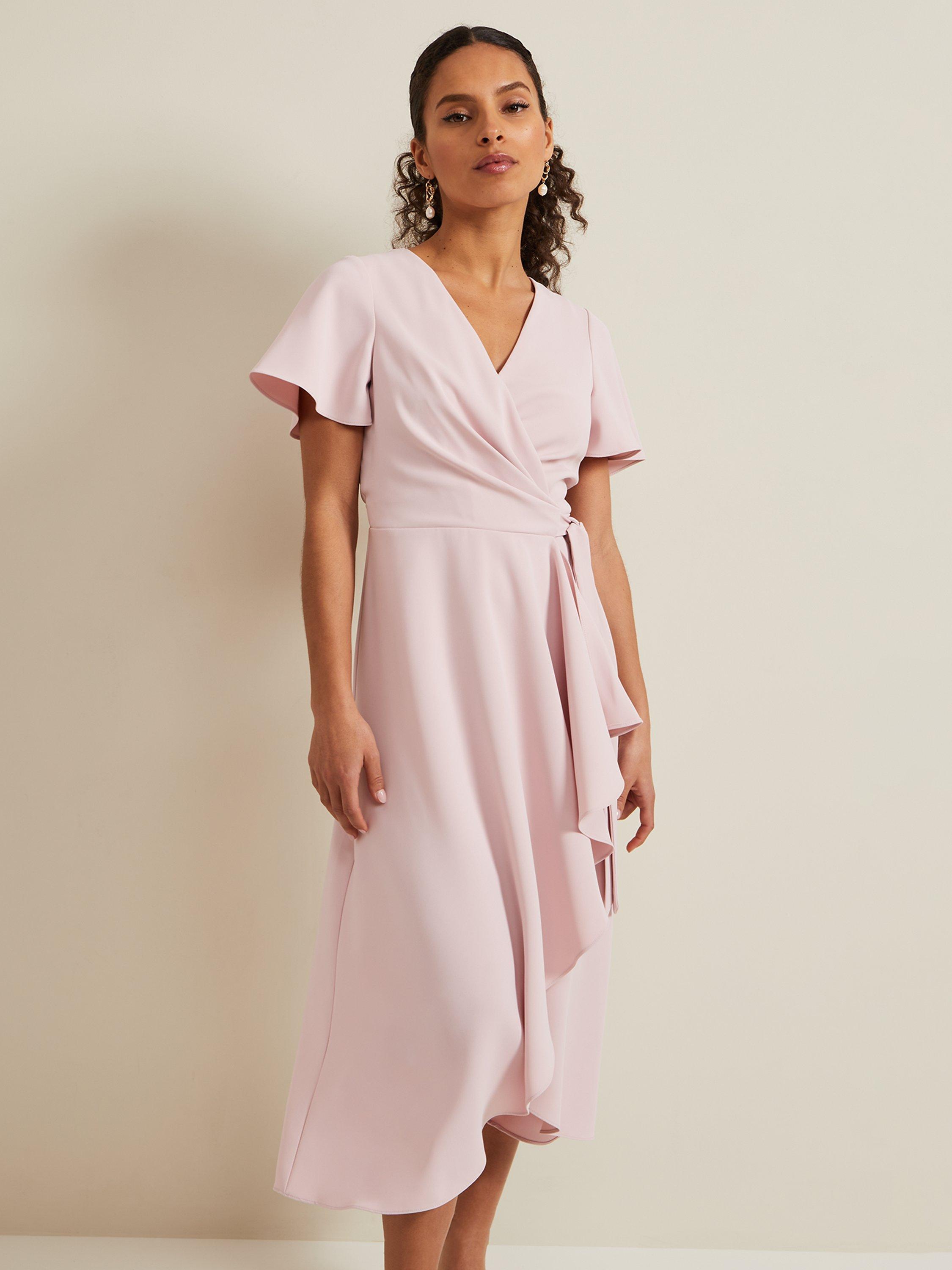 Phase Eight Petite Julissa Midi Wrap Dress, Antique Rose, 14