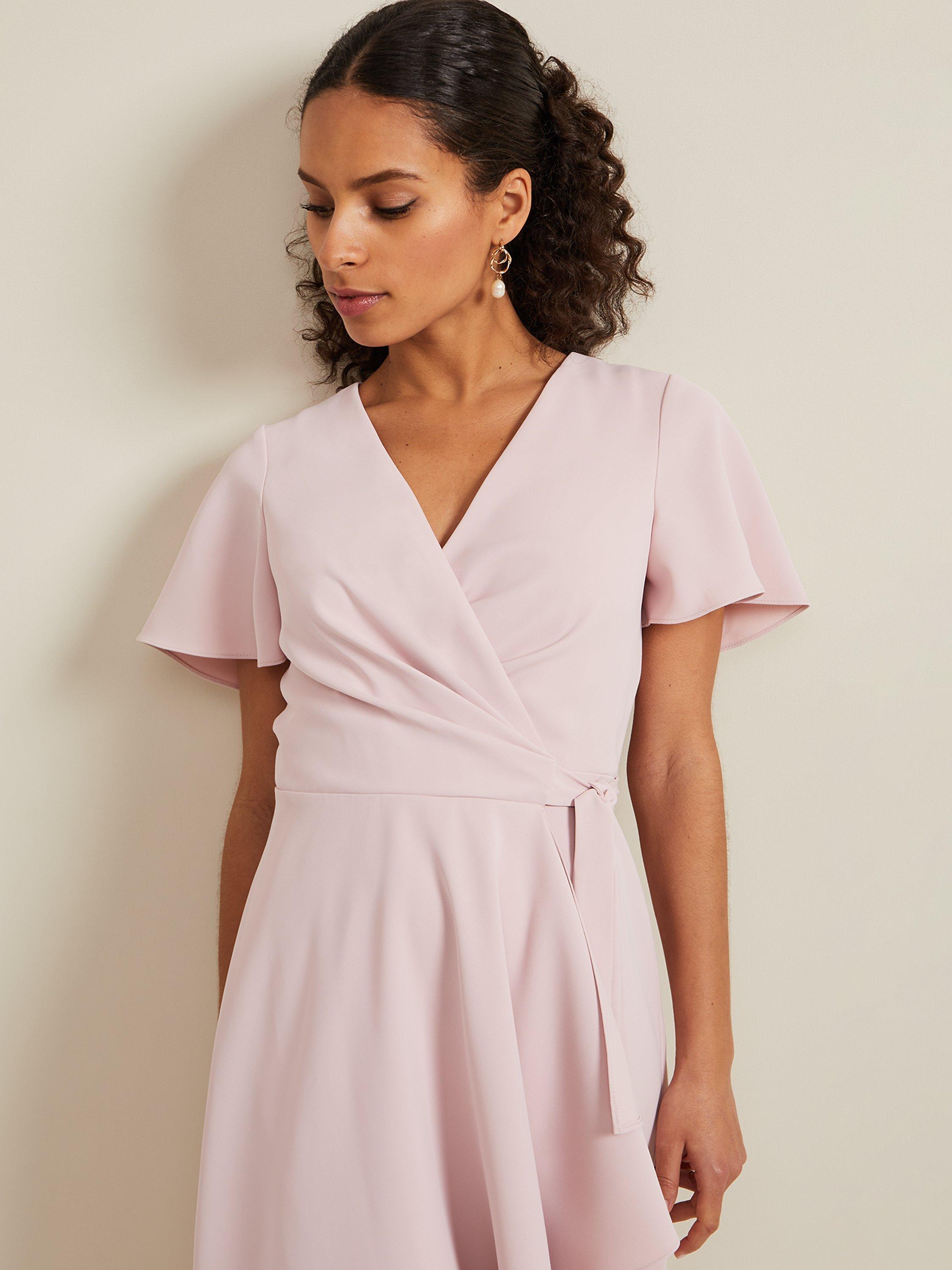 Phase Eight Petite Julissa Midi Wrap Dress, Antique Rose, 14