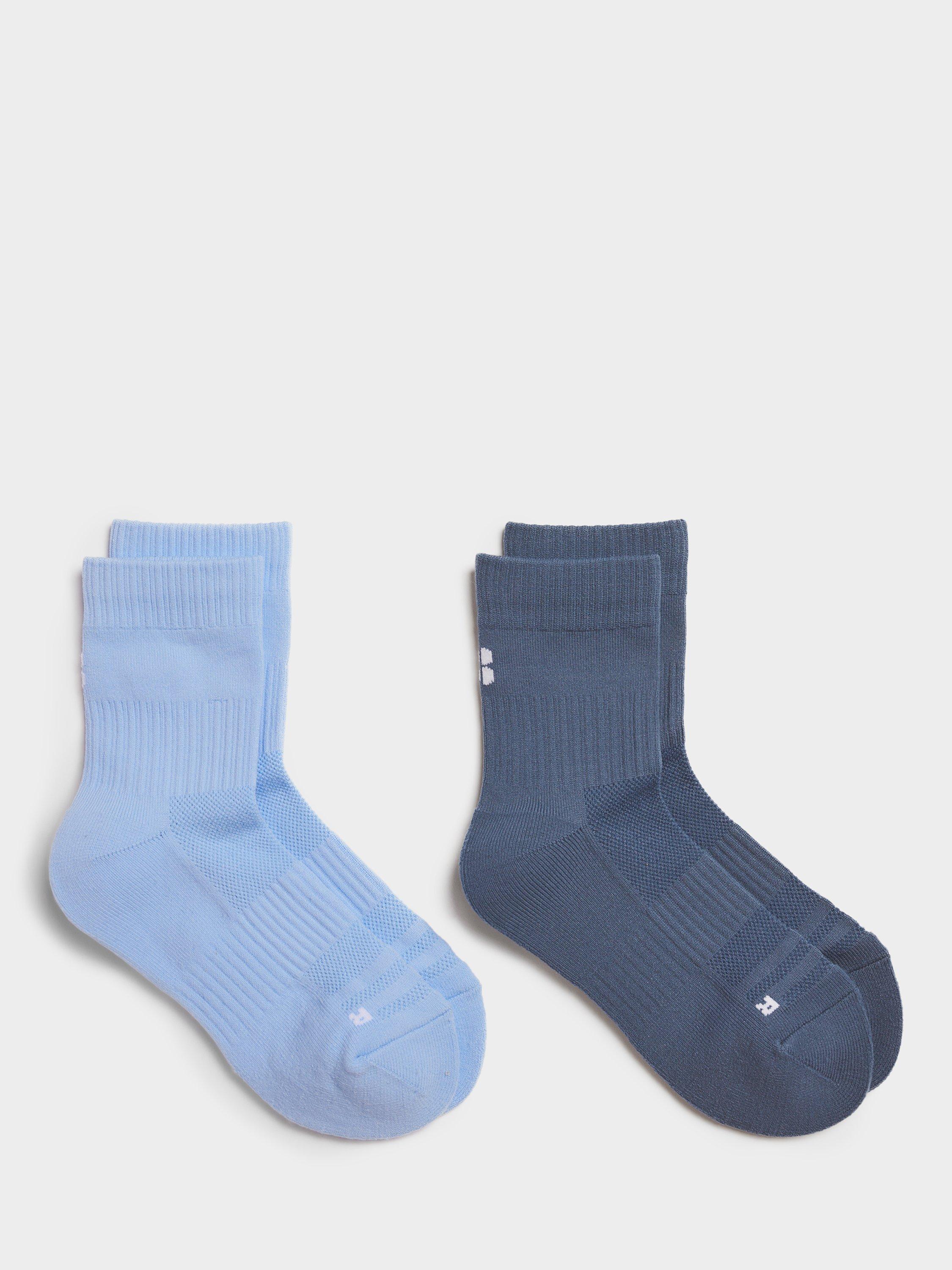 Product image 1 of 2, which shows Sweaty Betty Crew Running Socks, Pack of 2, Breeze Blue, 2.5-5