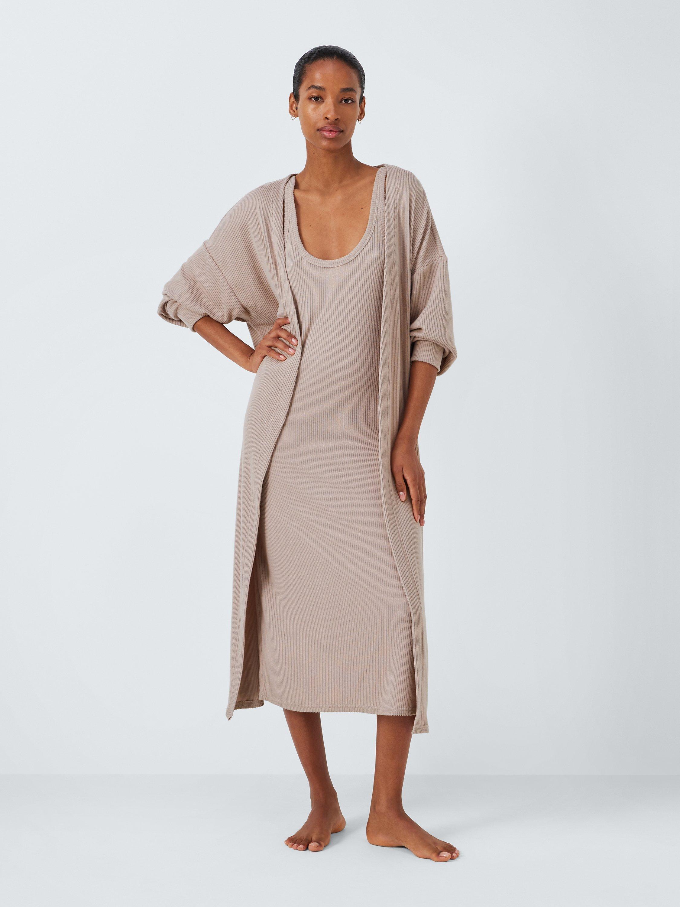 John Lewis Blake Ribbed Long Cardigan, Camel, S