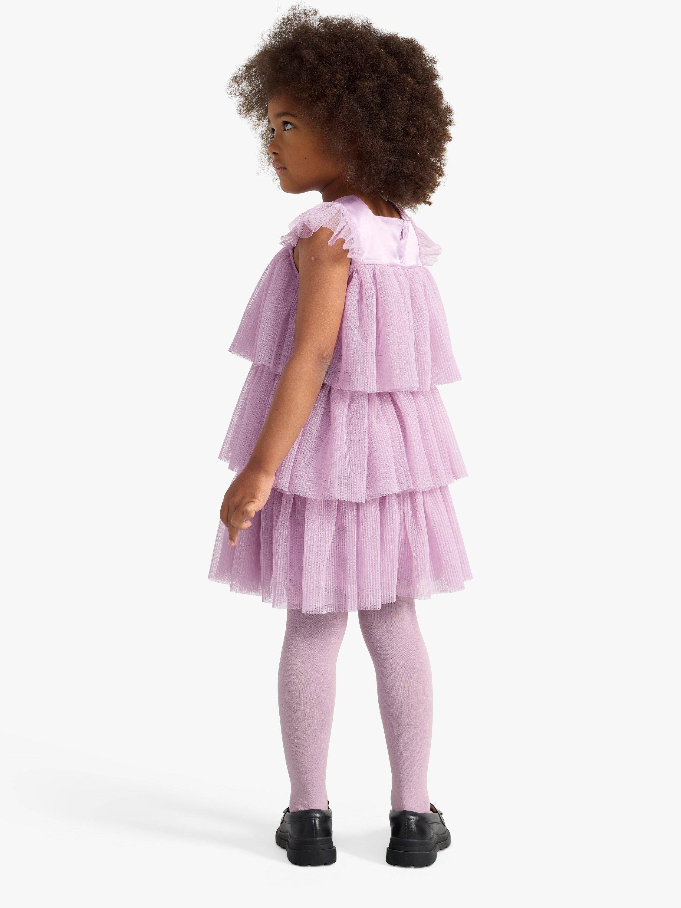 Product image 2 of 7, which shows Lindex Kids' Tiered Mesh Dress, Light Lilac, 2 years