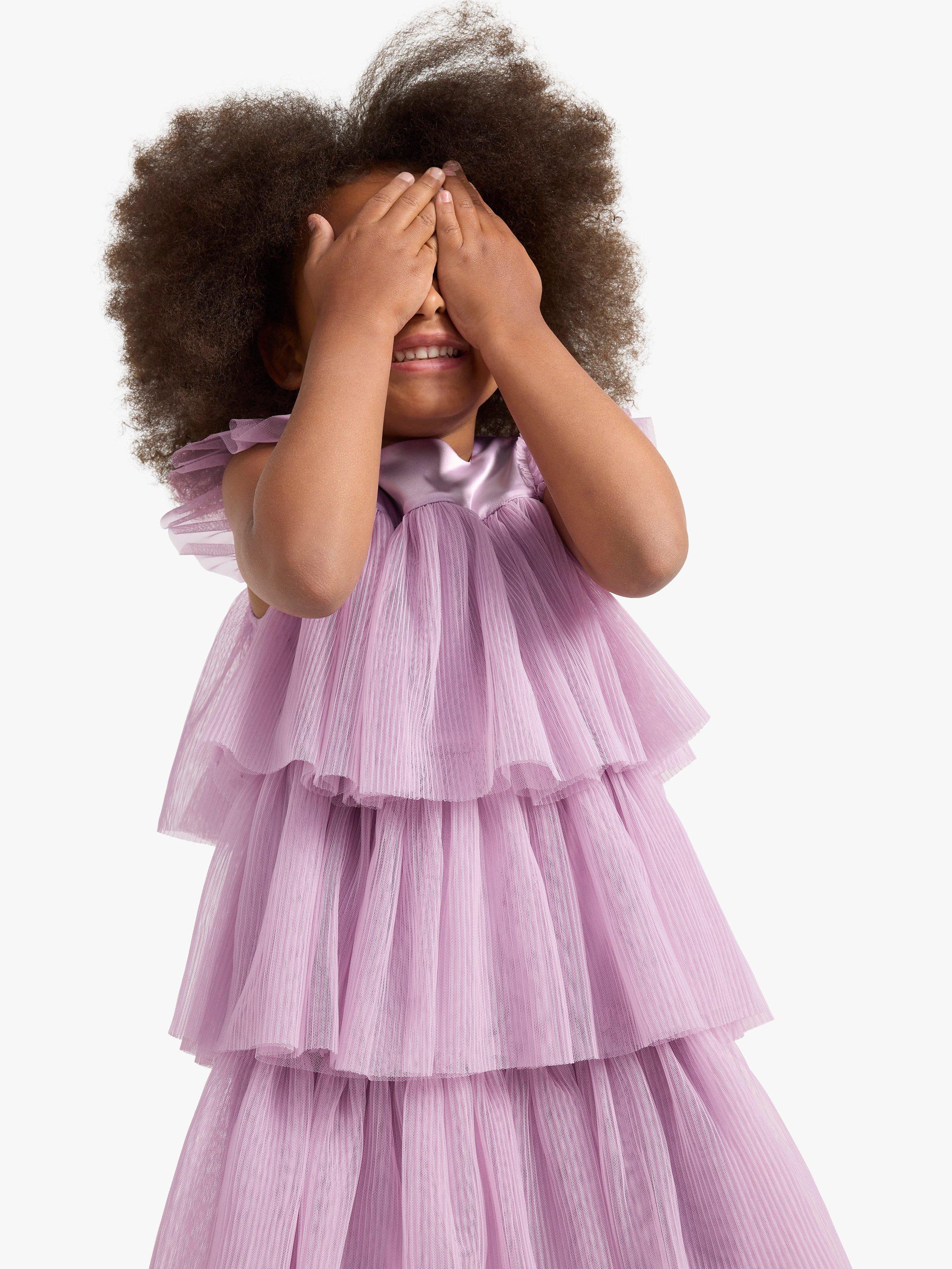 Product image 3 of 7, which shows Lindex Kids' Tiered Mesh Dress, Light Lilac, 2 years
