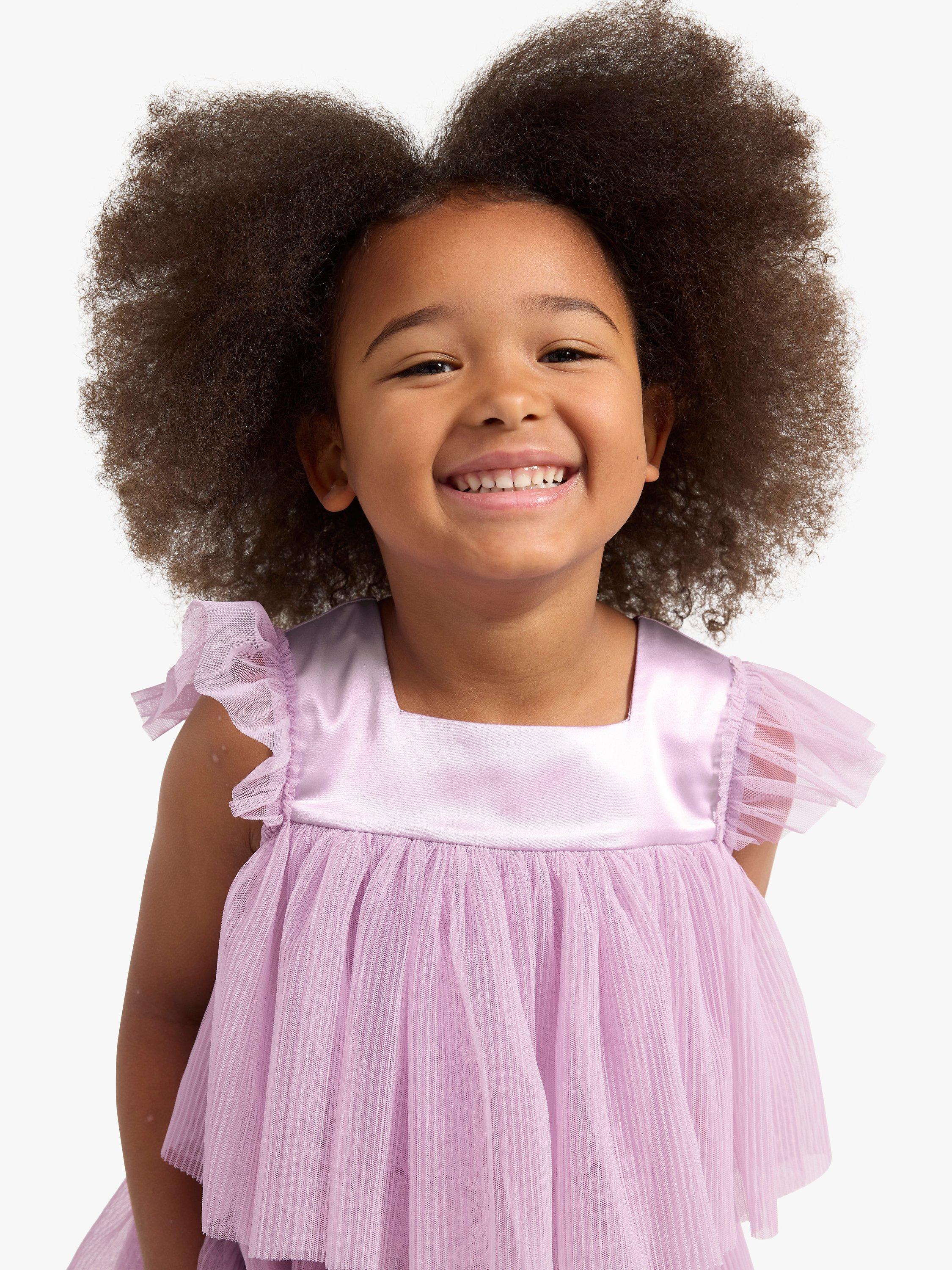 Product image 5 of 7, which shows Lindex Kids' Tiered Mesh Dress, Light Lilac, 2 years