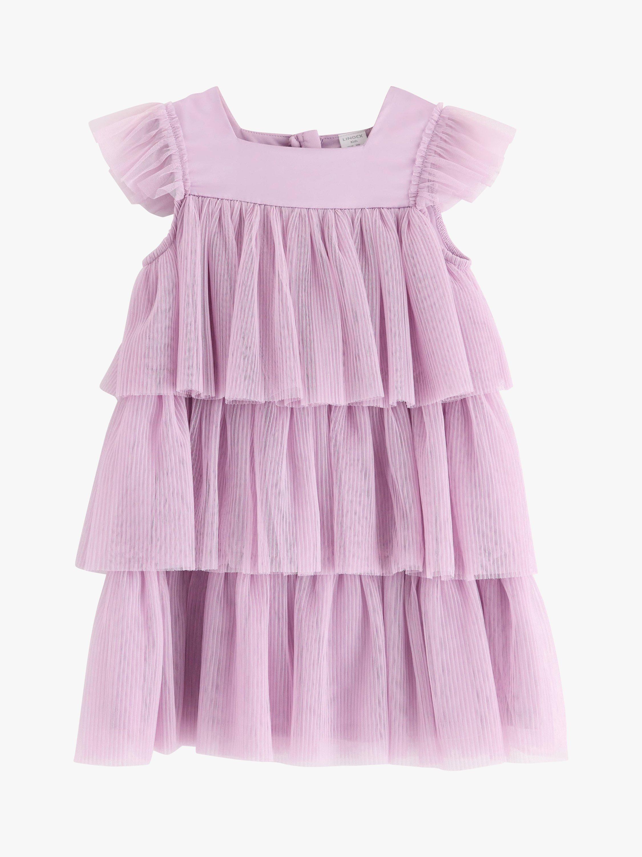 Product image 6 of 7, which shows Lindex Kids' Tiered Mesh Dress, Light Lilac, 2 years