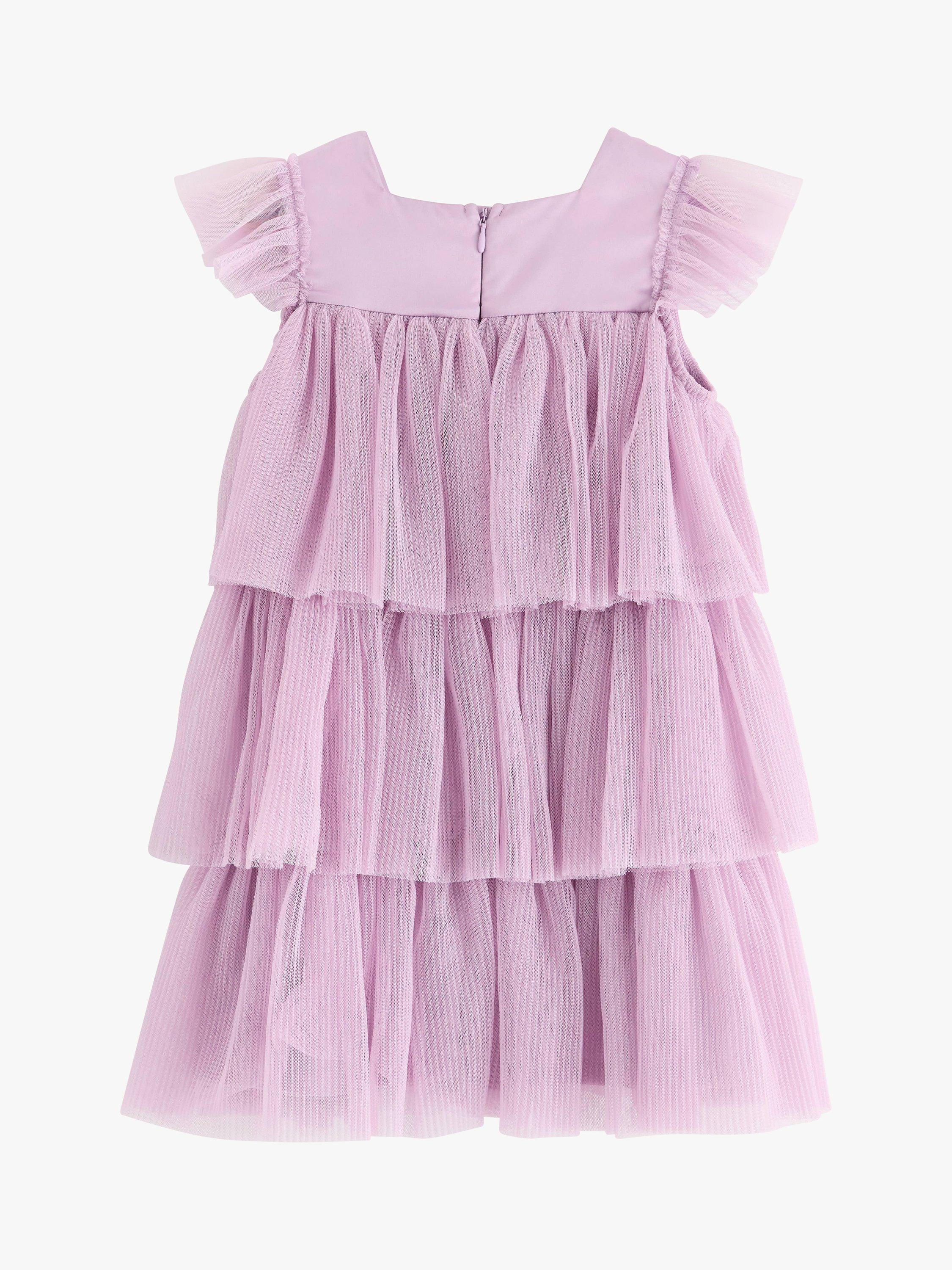 Product image 7 of 7, which shows Lindex Kids' Tiered Mesh Dress, Light Lilac, 2 years