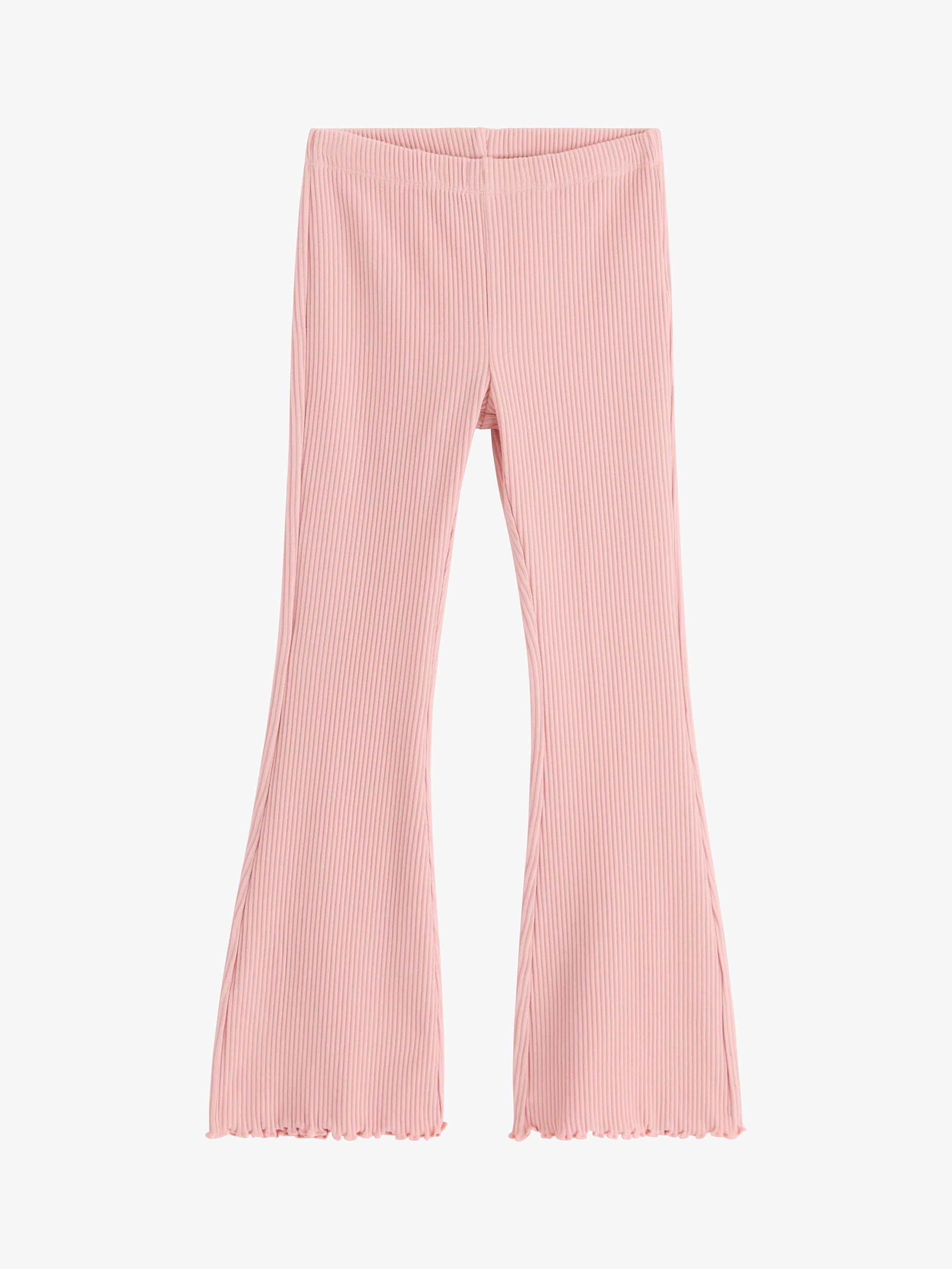 Lindex Kids' Ribbed Frill Flared Leggings, Light Pink