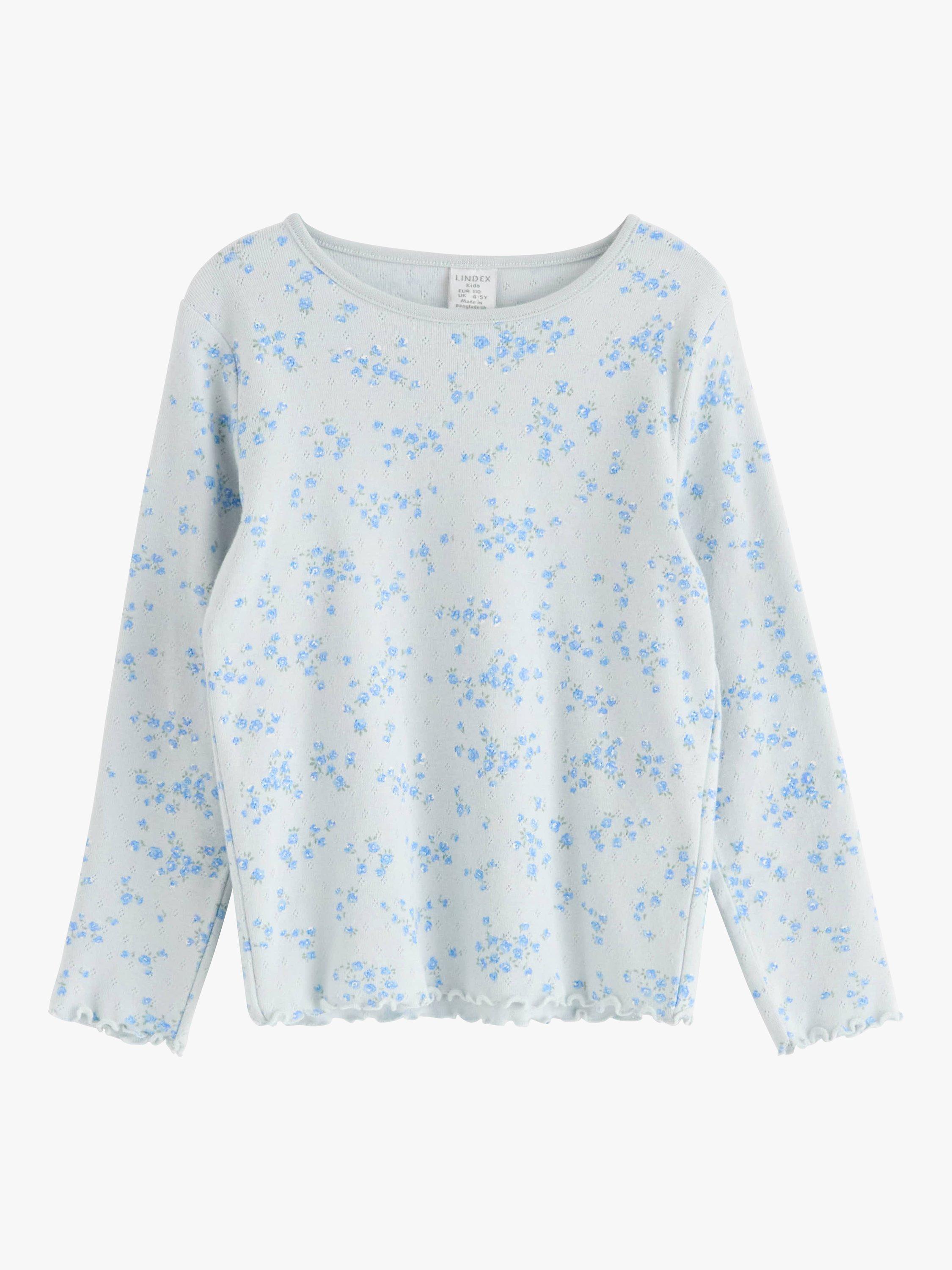 Lindex Kids' Floral Print Pointelle Top