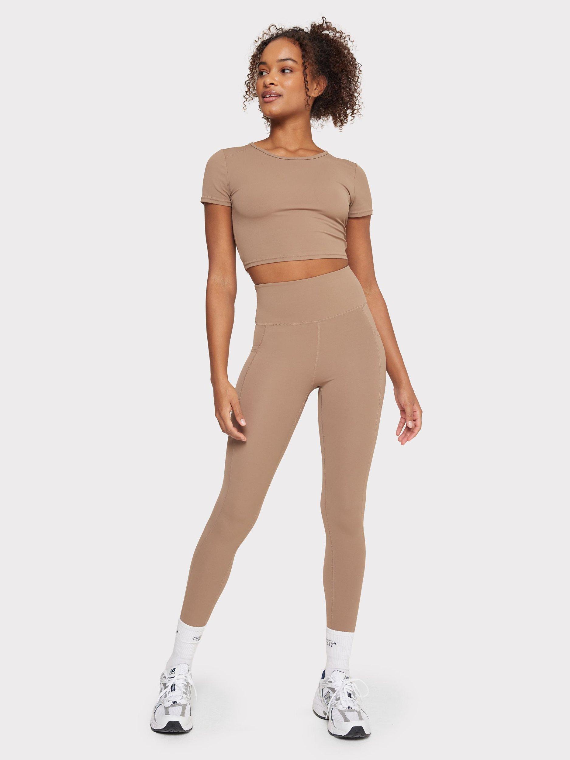 Product image 3 of 7, which shows Chelsea Peers Stretch Leggings, Brown, 8