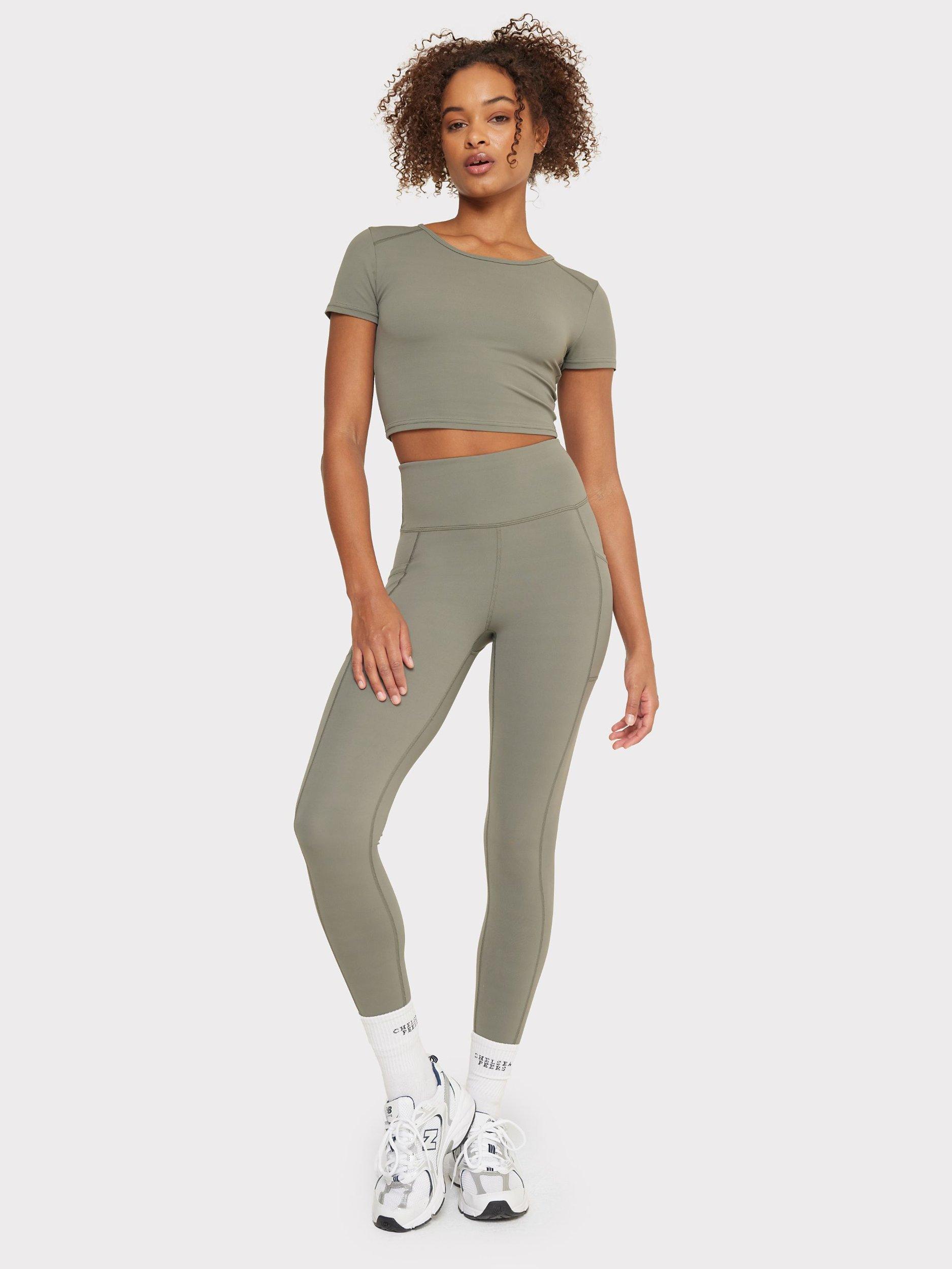 Product image 3 of 5, which shows Chelsea Peers Stretch Leggings, Khaki, 8