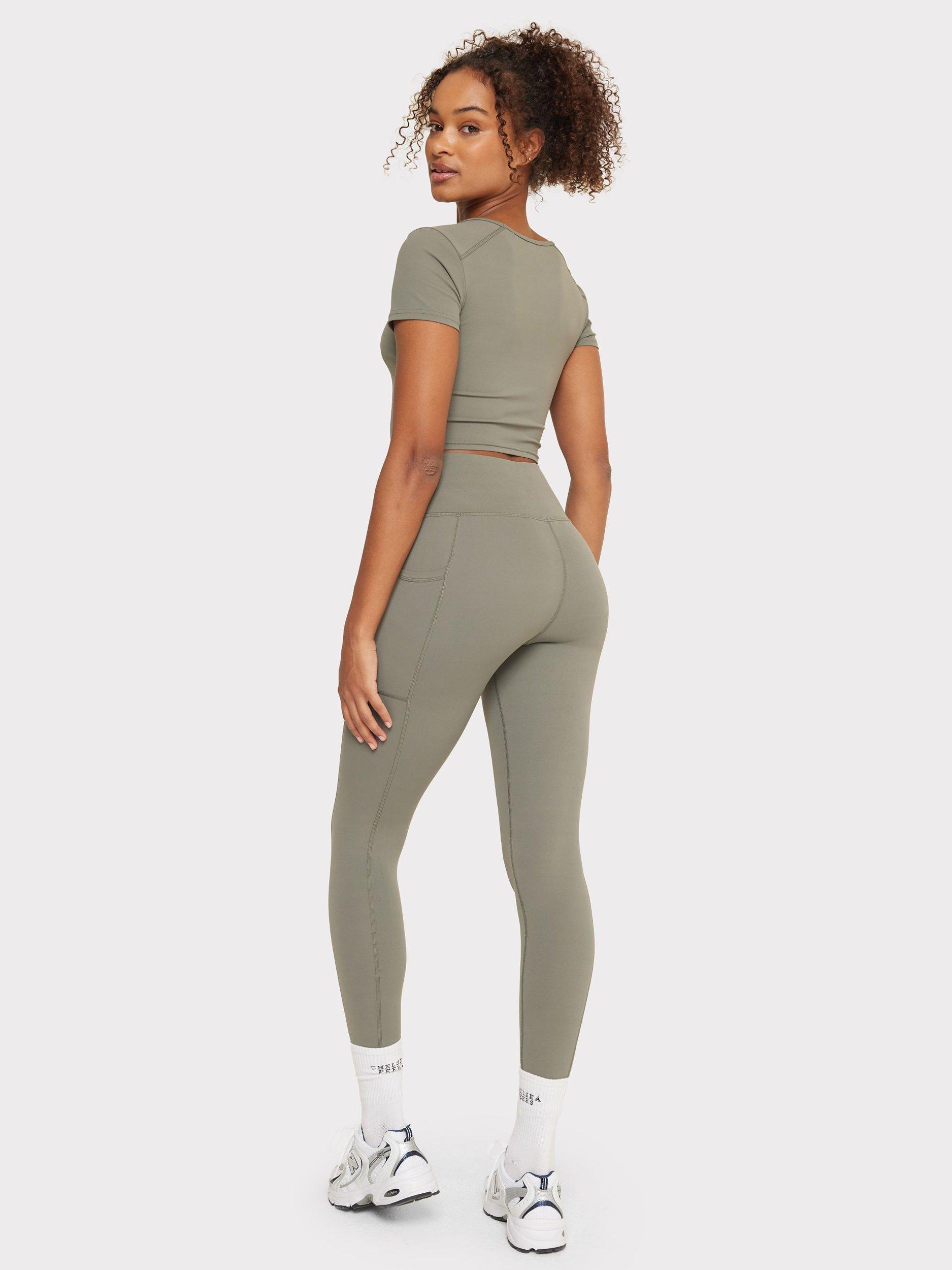 Product image 5 of 5, which shows Chelsea Peers Stretch Leggings, Khaki, 8