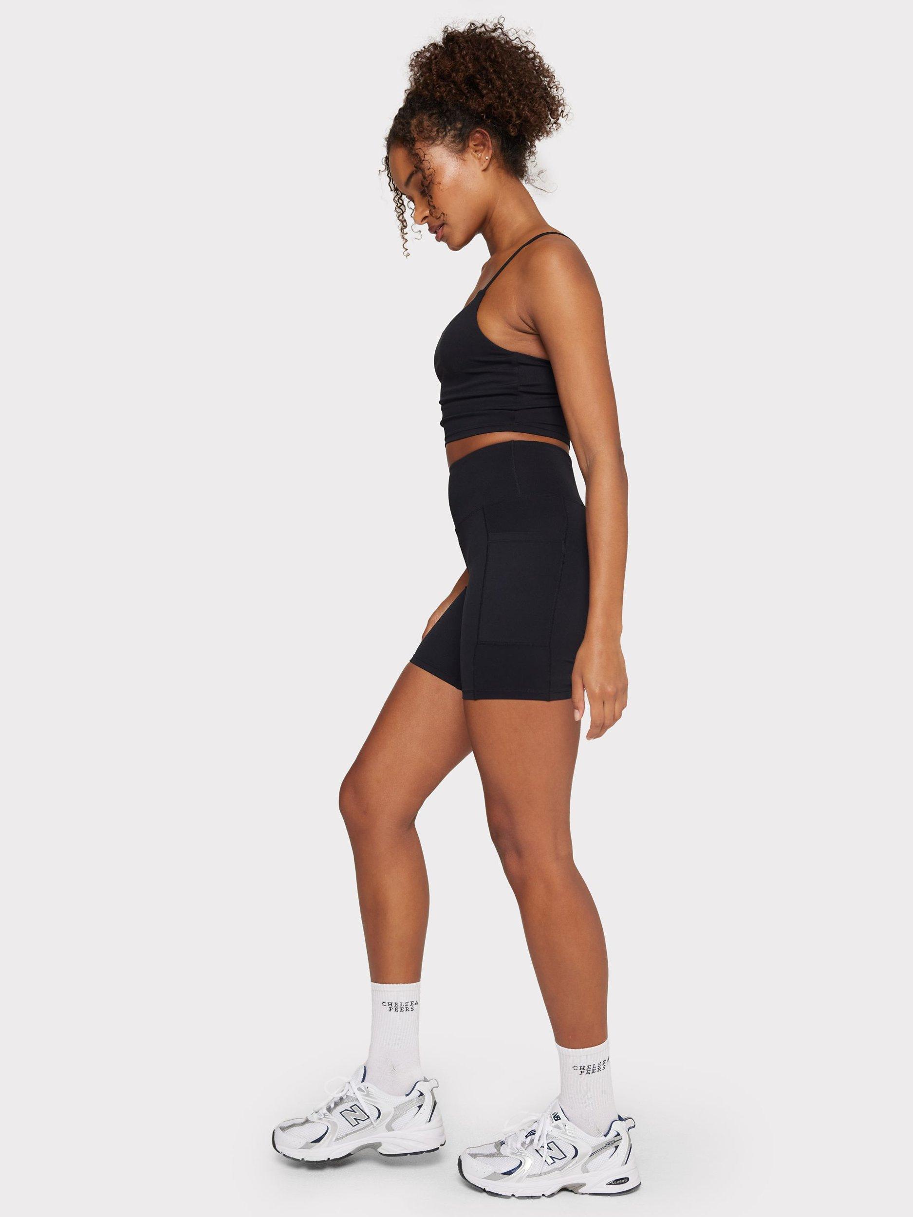 Product image 6 of 6, which shows Chelsea Peers Stretch Bike Shorts, Black, 6