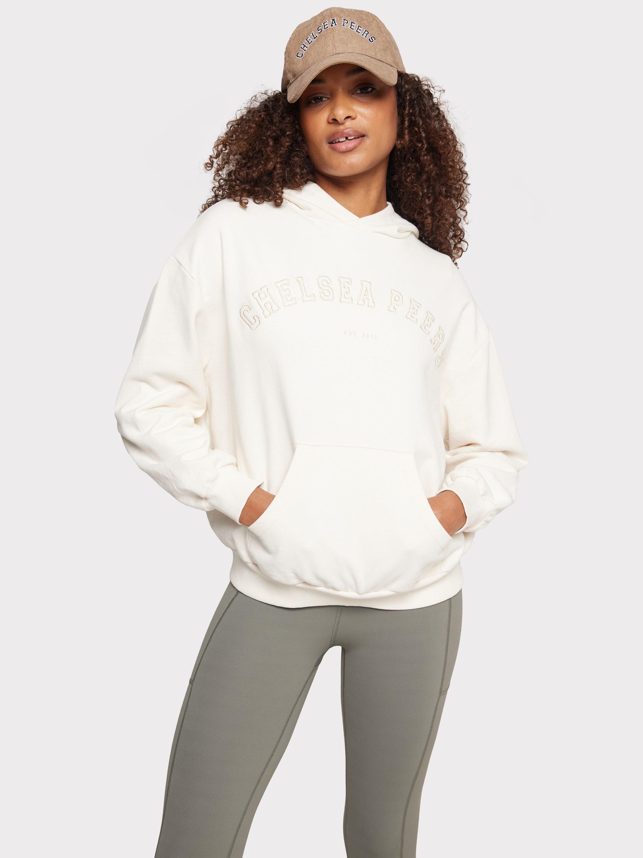 Chelsea Peers GOTS Organic Cotton Logo Hoodie, Off White, 6