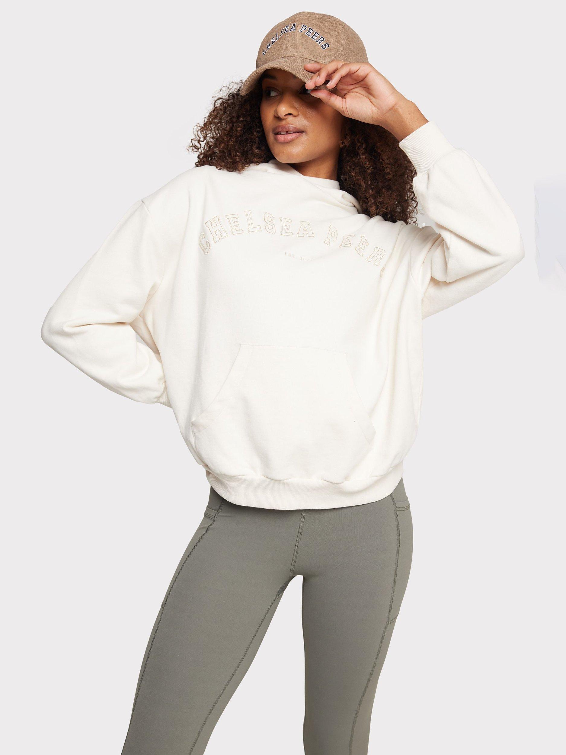 Chelsea Peers GOTS Organic Cotton Logo Hoodie, Off White, 6
