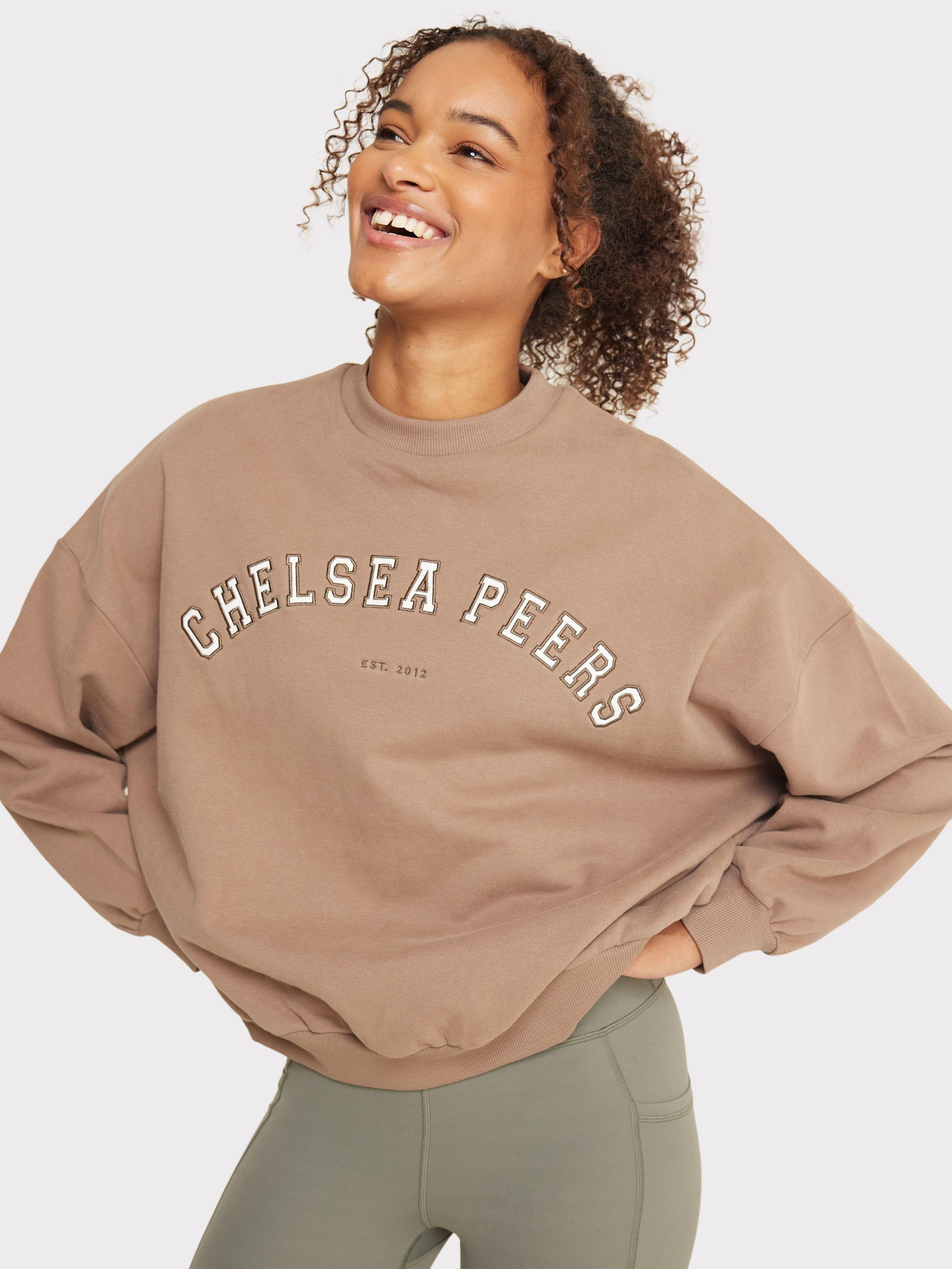 Product image 2 of 8, which shows Chelsea Peers Embroidered Logo Sweatshirt, Brown, 6