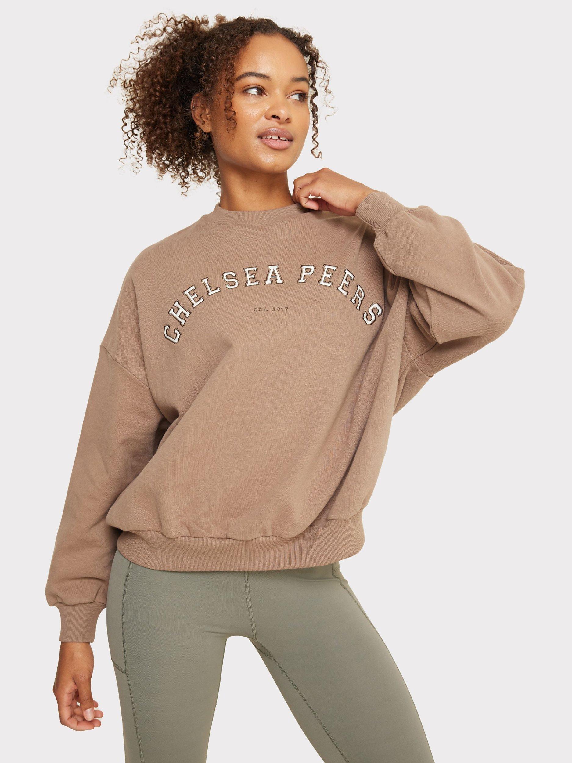Product image 3 of 8, which shows Chelsea Peers Embroidered Logo Sweatshirt, Brown, 6