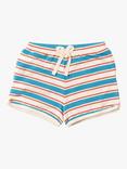 Little Green Radicals Baby Organic Cotton Blend Stripe Run Around Shorts, Blue/Walnut, Blue/Walnut
