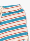 Little Green Radicals Baby Organic Cotton Blend Stripe Run Around Shorts, Blue/Walnut, Blue/Walnut