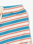 Little Green Radicals Baby Organic Cotton Blend Stripe Run Around Shorts, Blue/Walnut