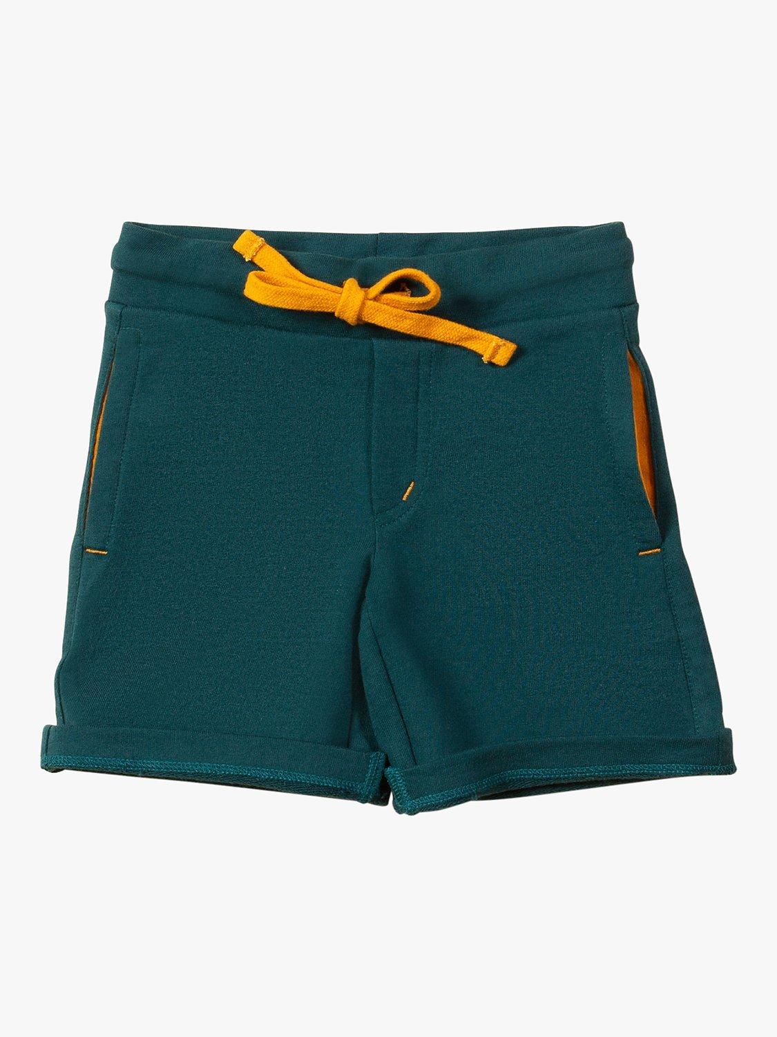 Product image 1 of 4, which shows Little Green Radicals Baby Organic Cotton June Bug Marl Comfy Jogger Shorts, Green, 5-6 years